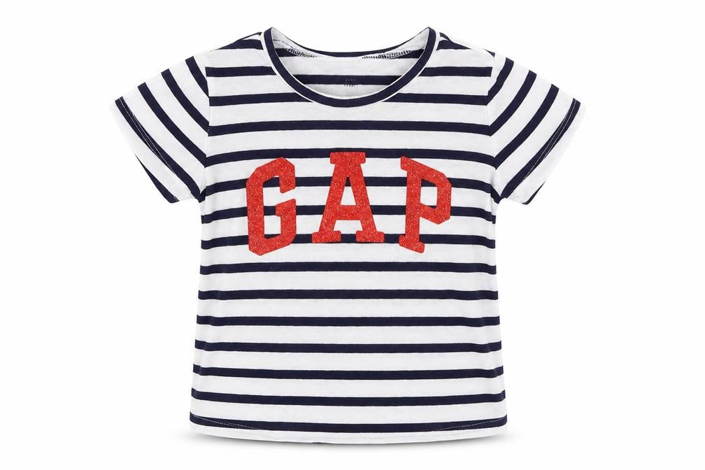 Gap Girls White Striped  Basic T-Shirt Size 4 Years