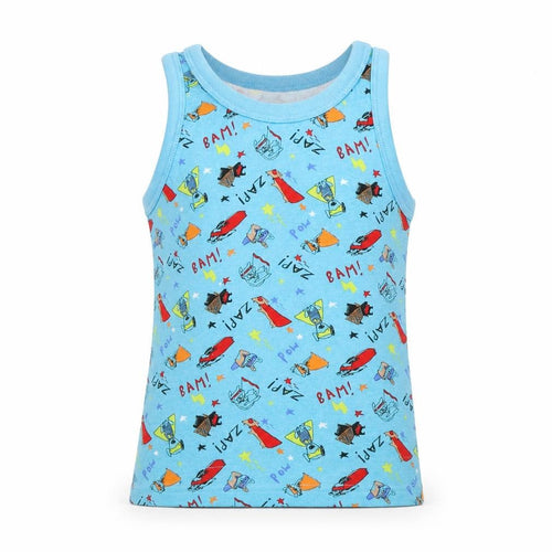 George Boys Blue   Basic Tank Size 5-6 Years  - Superhero
