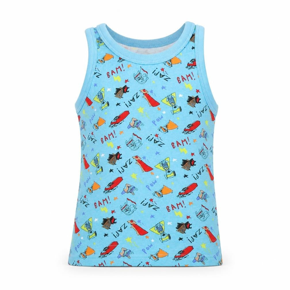 George Boys Blue   Basic Tank Size 5-6 Years  - Superhero