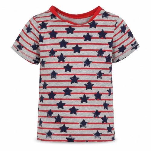 George Boys Grey Striped  Basic T-Shirt Size 6-7 Years  - Stars