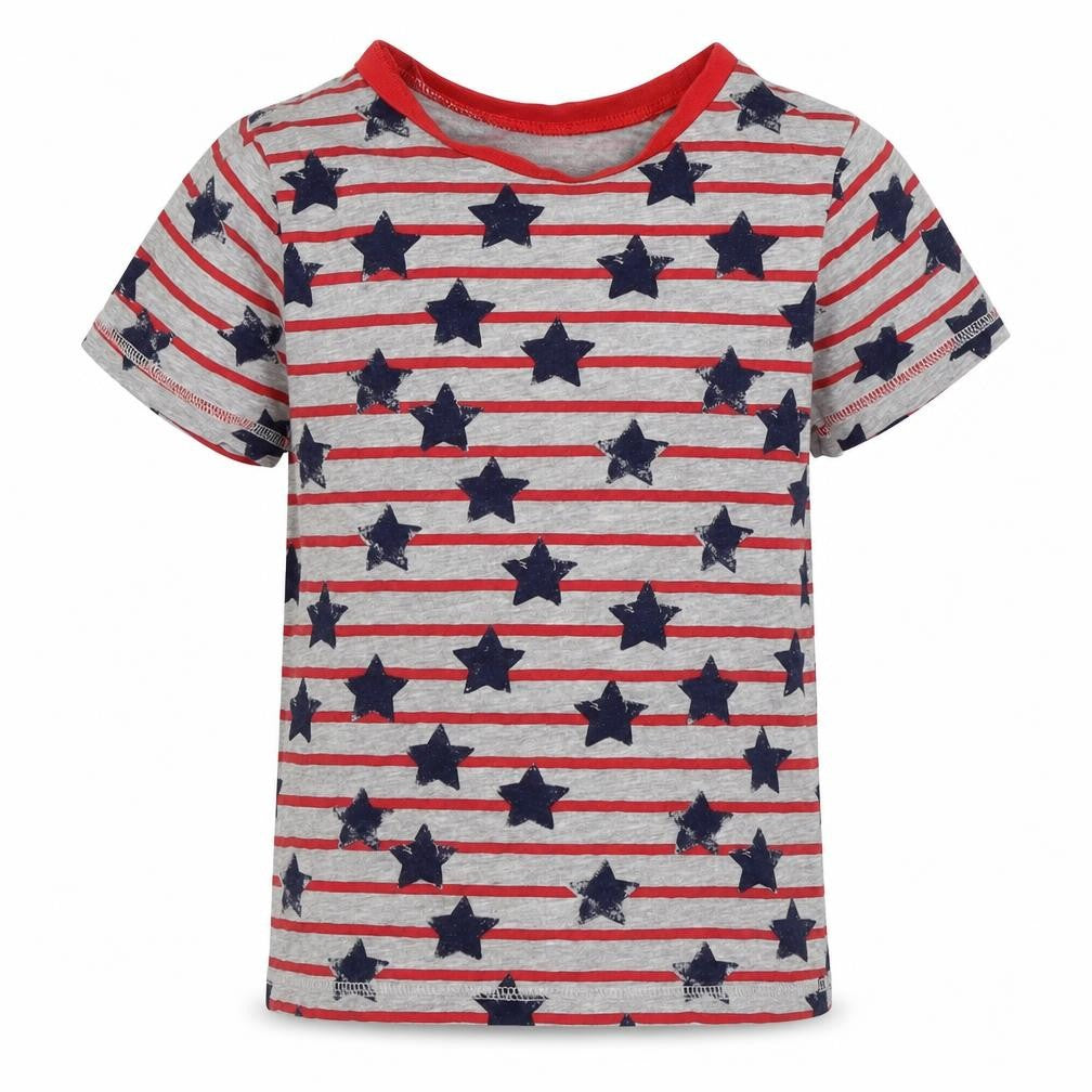 George Boys Grey Striped  Basic T-Shirt Size 6-7 Years  - Stars
