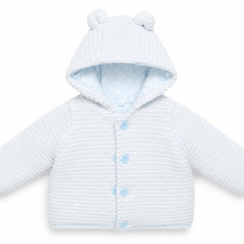 Marks and Spencer Baby Blue Striped  Full Zip Jumper Size 0-3 Months  - Ears