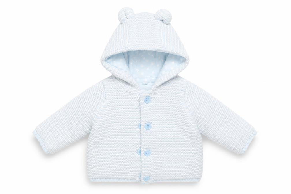 Marks and Spencer Baby Blue Striped  Full Zip Jumper Size 0-3 Months  - Ears
