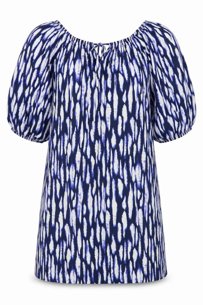 Front view of George women’s purple animal print basic blouse, size L