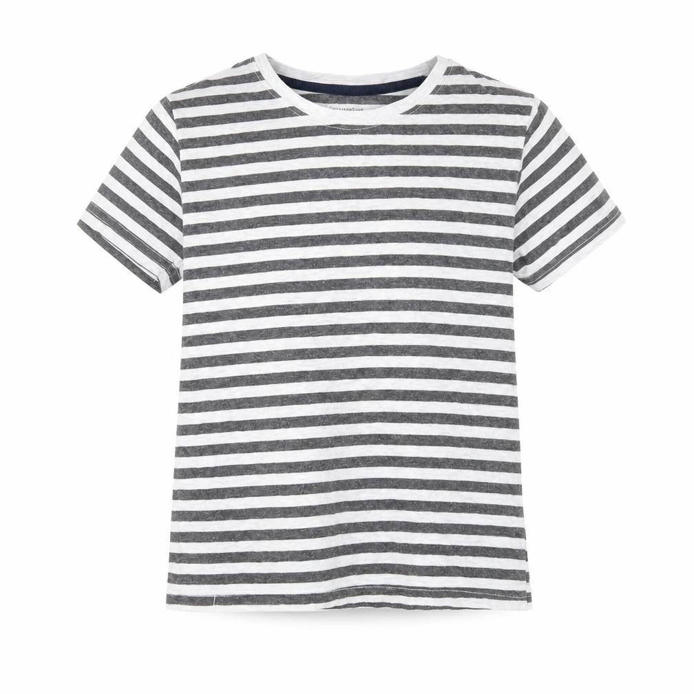 Front view of Primark girls’ white striped basic t-shirt, size 7-8, years