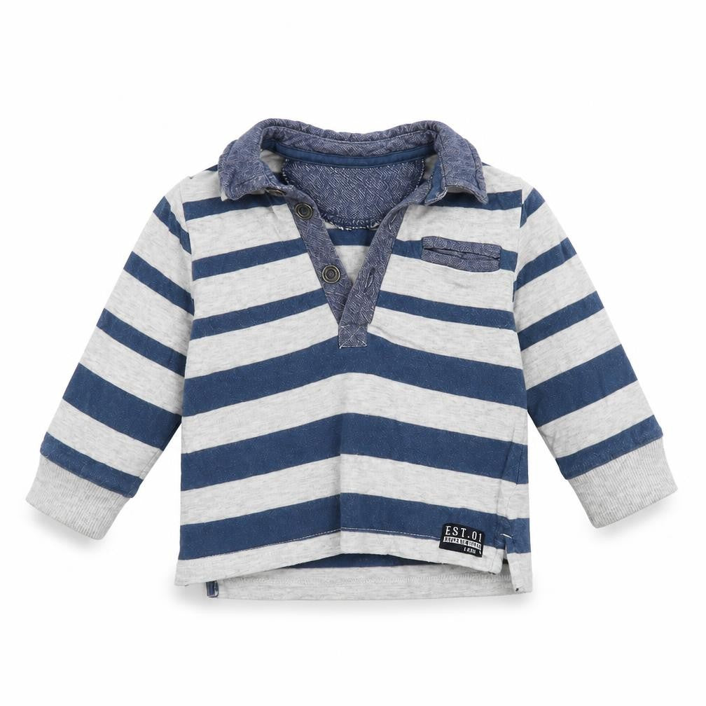 F&F Baby Blue Striped  Basic Polo Size 3-6 Months