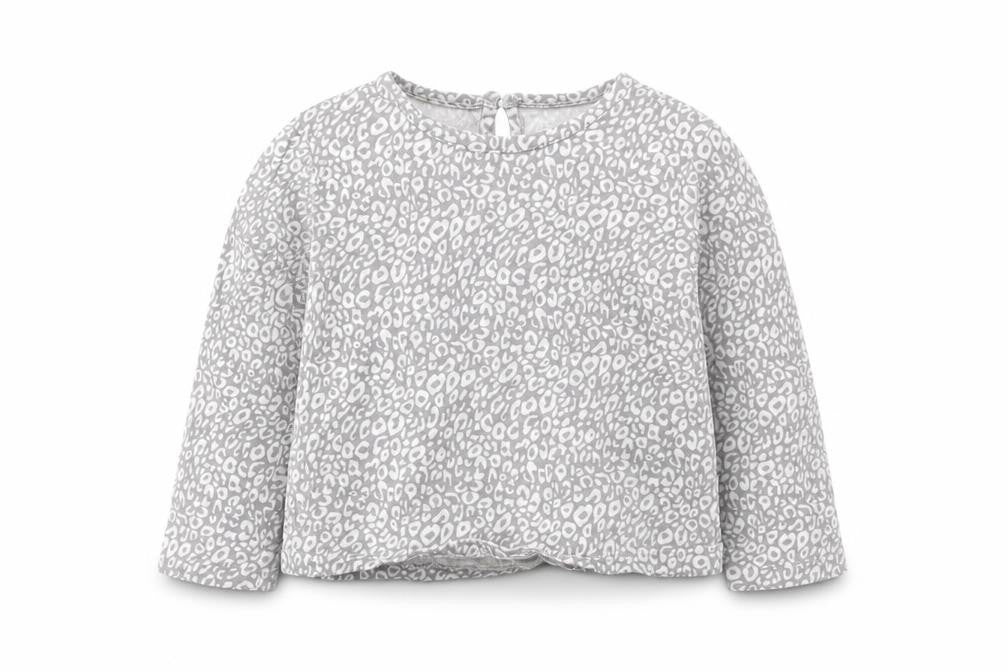 George Girls Grey Animal Print  Basic T-Shirt Size 2 Years