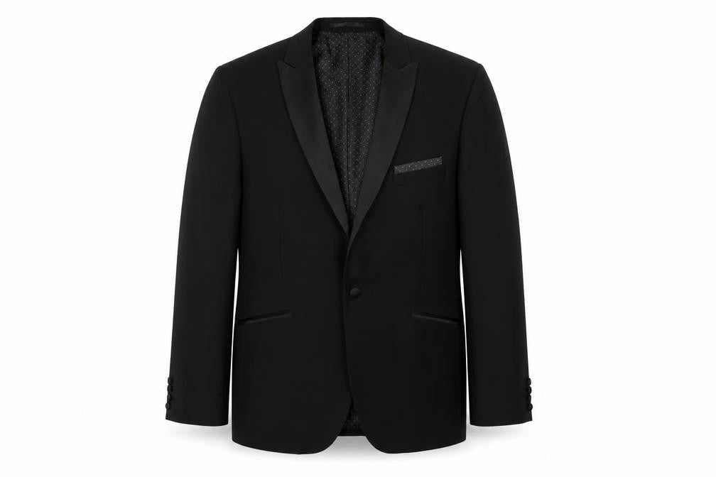 Front view of Limehaus men’s black jacket suit jacket, size 44