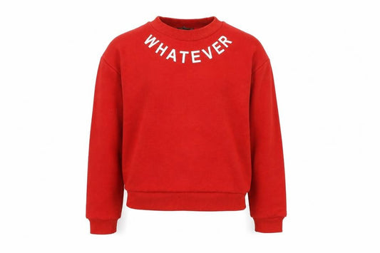 Front view of Primark boys’ red pullover sweatshirt, size 8-9, years - whatever