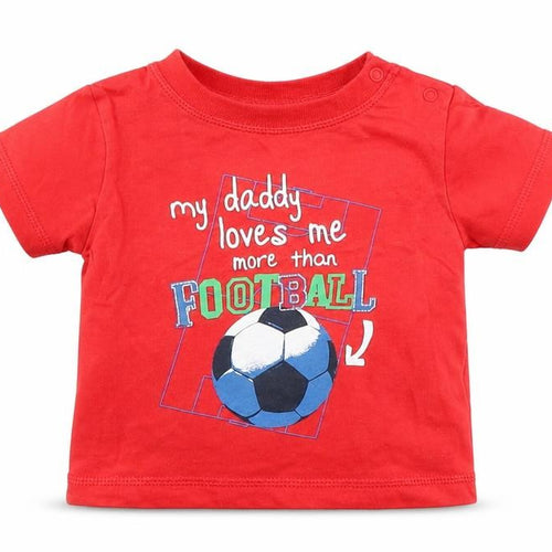 Blue Zoo Baby Red   Basic T-Shirt Size 3-6 Months  - my daddy loves me more than football