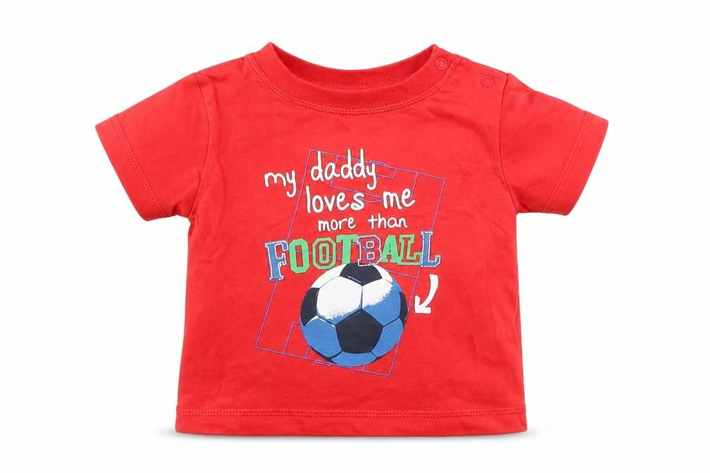 Blue Zoo Baby Red   Basic T-Shirt Size 3-6 Months  - my daddy loves me more than football