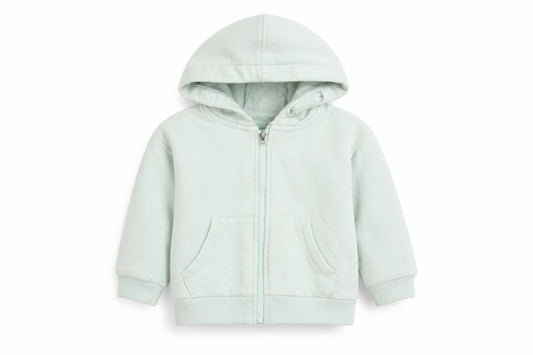 Front view of F&F girls’ green full zip jumper, size 2-3, years