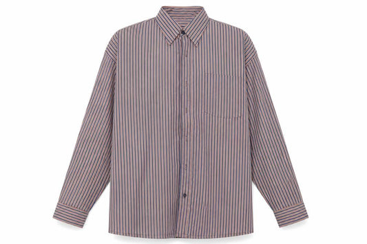 Front view of Shannon men’s red striped button-up, size 2XL