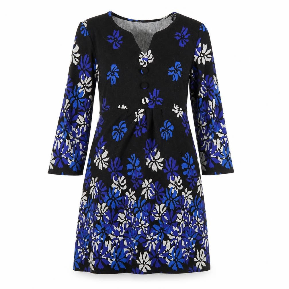 Roman Womens Black Floral  Fit & Flare  Size 10