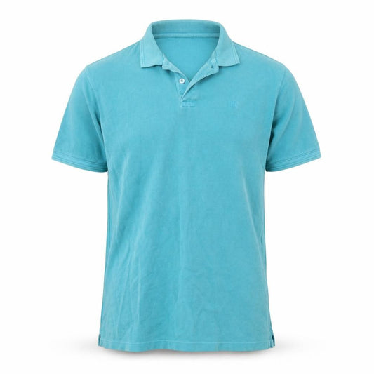 Front view of Nest men’s green polo, size M