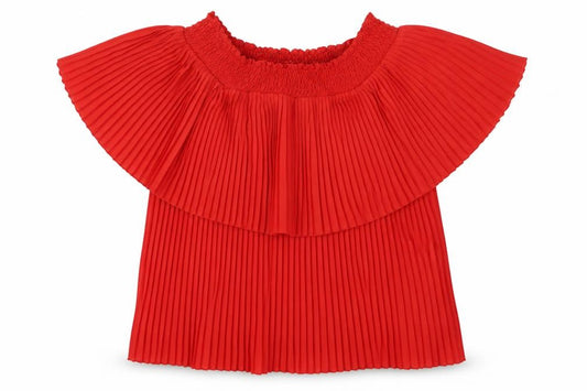 Front view of F&F women’s red basic blouse, size UK 10
