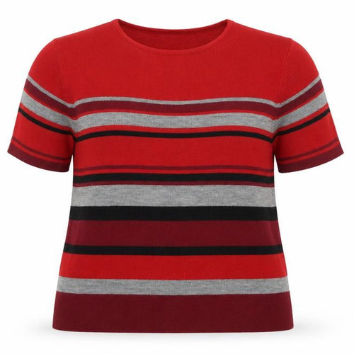 Berkertex Womens Red Striped  Pullover Jumper Size 18