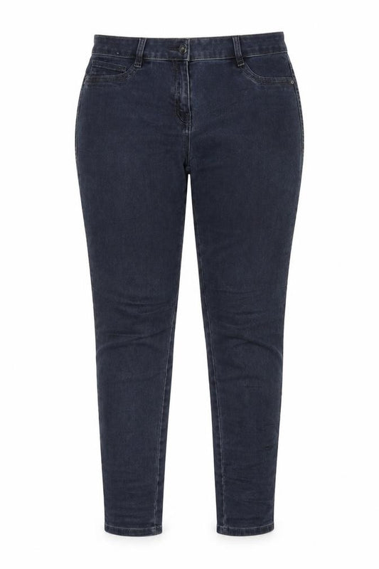 Front view of Next women’s blue denim skinny jeans, size UK 12, 27-inch leg