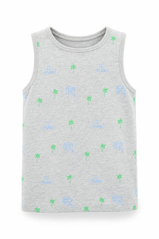 Front view of George boys’ grey basic tank, size 3-4, years