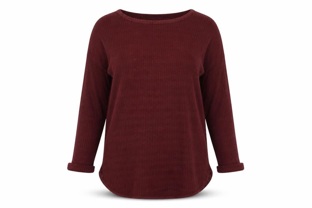 Front view of Topshop women’s red jumper, size UK 14