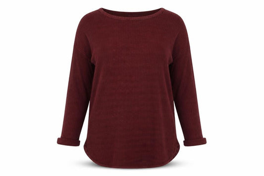 Front view of Topshop women’s red jumper, size UK 14
