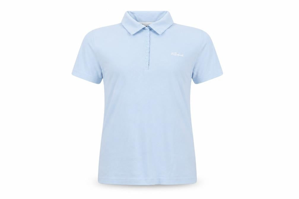 Front view of Reebok girls’ blue basic polo, size 16, years