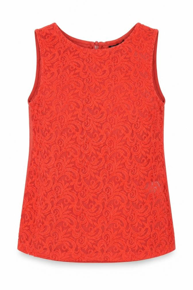 Front view of Warehouse women’s red basic tank, size UK 8