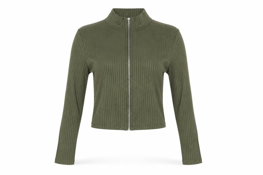 Front view of Divided women’s green cropped blouse, size M