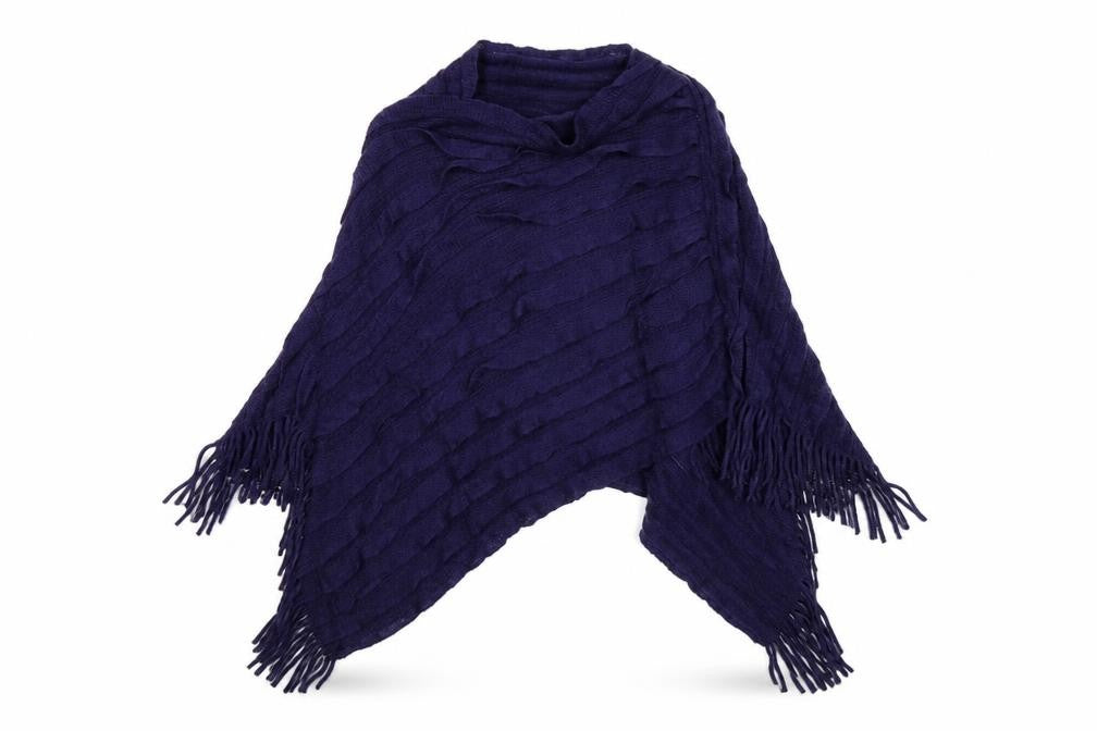 Front view of Preworn unisex blue shawl/wrap