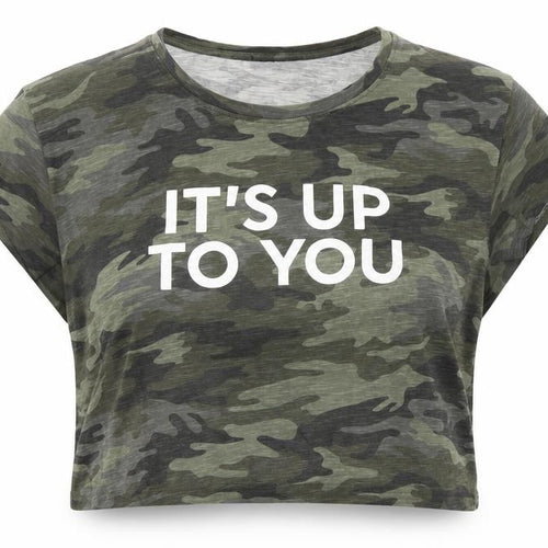 Terranova Womens Green Camouflage  Cropped T-Shirt Size L