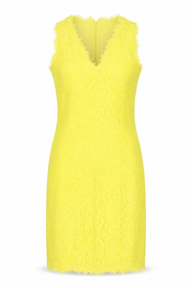Front view of H&M women’s yellow sheath, size M