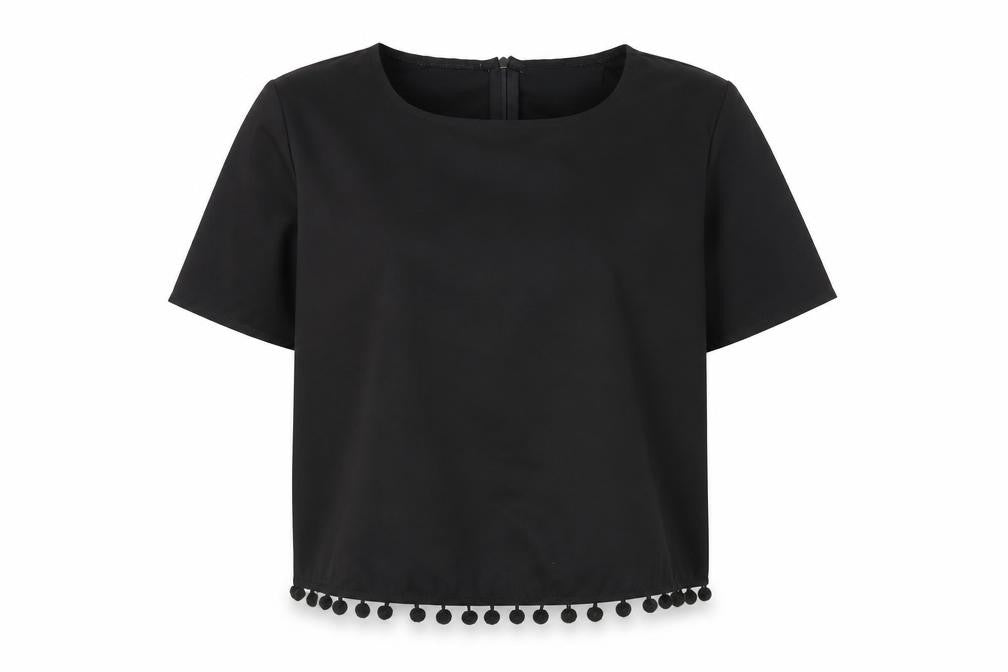 Front view of Missguided women’s black basic blouse, size UK 10