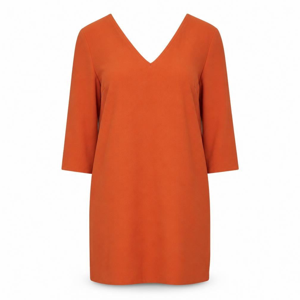 Front view of Boohoo women’s orange shift, size UK 10