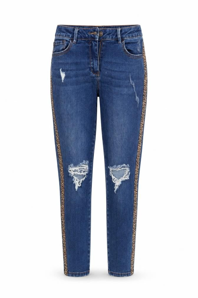 Front view of /Denim women’s blue denim tapered jeans, size UK 8, 25-inch leg