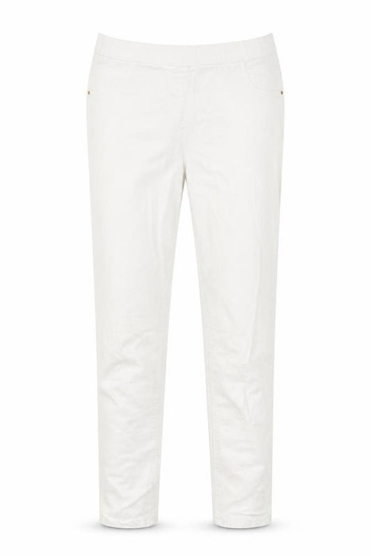 Front view of jegging girls’ white ramie jegging trousers, size 10, years