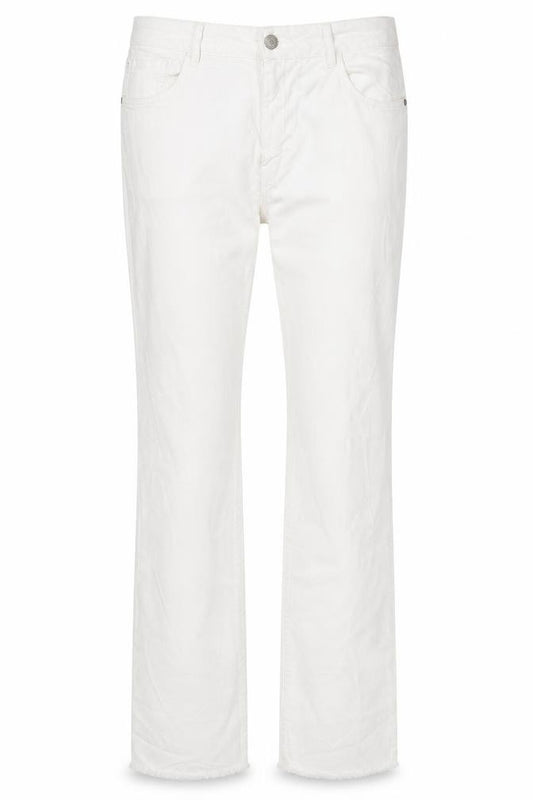 Front view of up 2 fashion women’s white bootcut jeans, size UK 34, 25-inch leg
