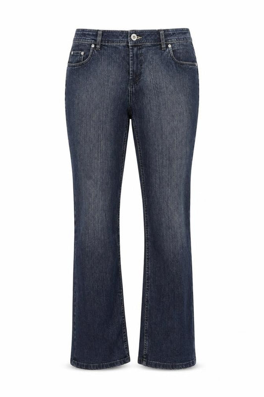 Front view of Yessica women’s beige bootcut jeans, size UK 40, 29-inch leg