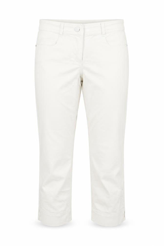 Front view of H&M women’s white bootcut jeans, size UK 30, 20-inch leg - v