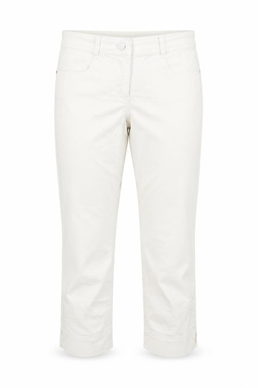 Front view of H&M women’s white bootcut jeans, size UK 30, 20-inch leg - v