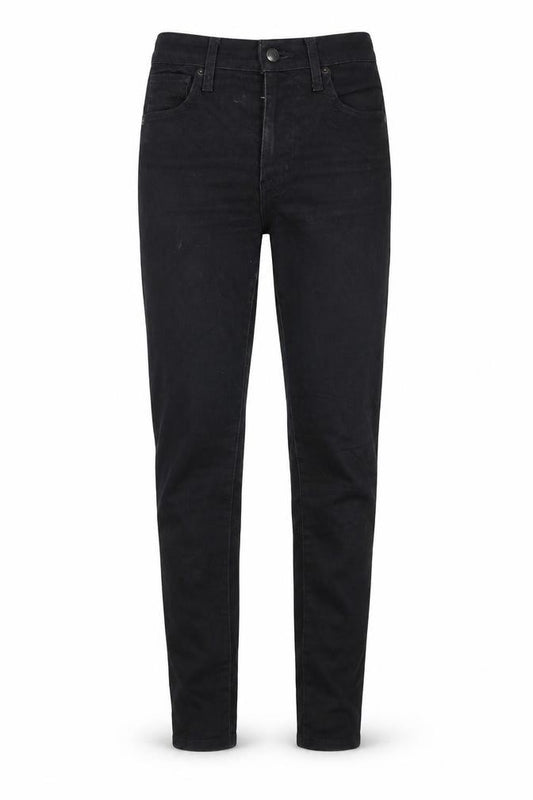 Front view of women’s black skinny jeans, size UK 24, 24-inch leg