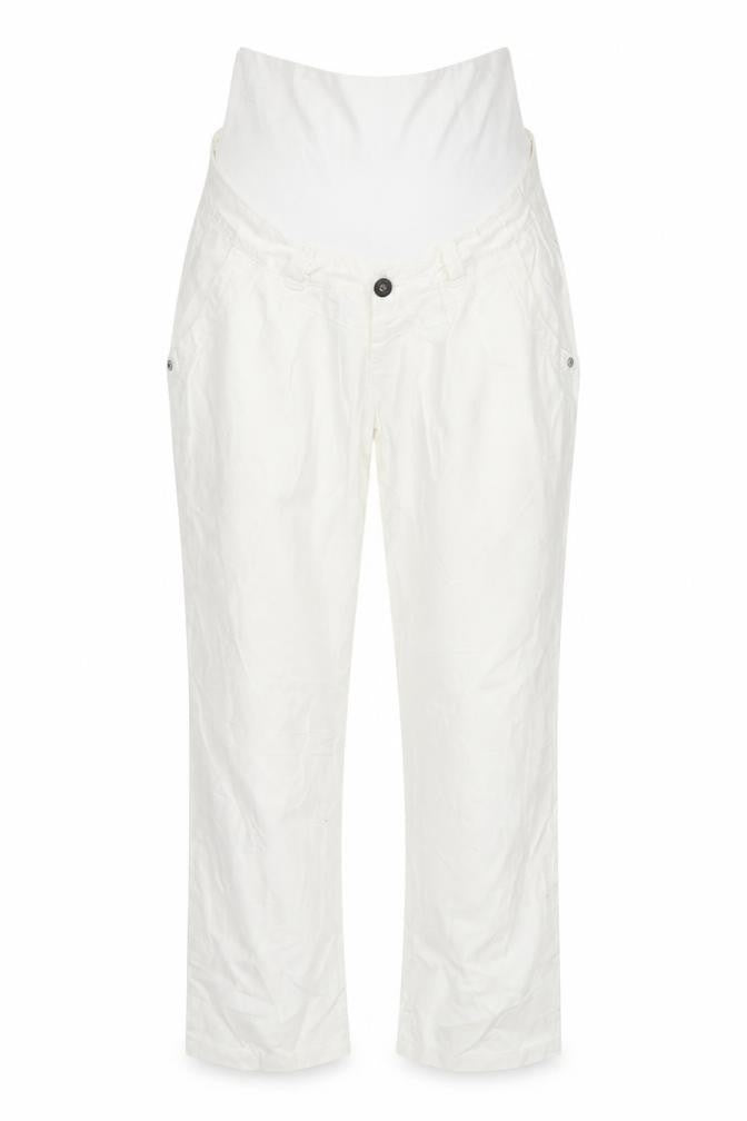 Front view of nopp;es women’s white trousers, size S, 26-inch leg