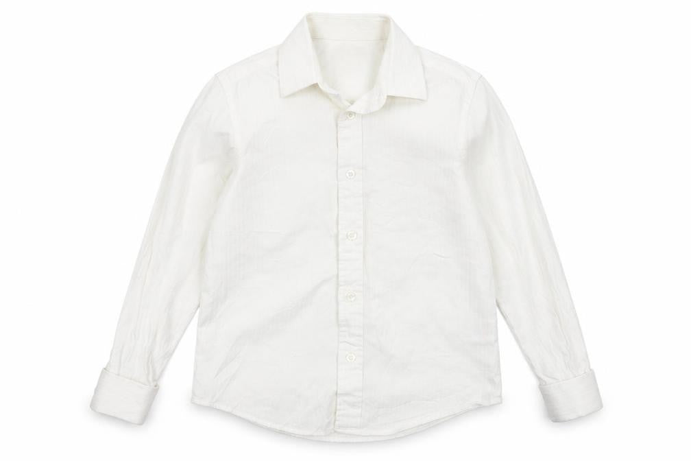 Front view of Marks & Spencer boys’ white basic button-up, size 8, years