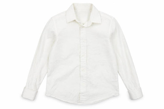 Front view of Marks & Spencer boys’ white basic button-up, size 8, years