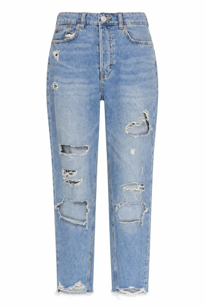 H&M Womens Blue  Denim Straight Jeans Size 8 L25 in