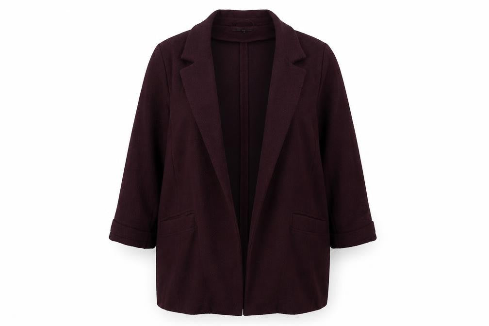 Front view of New Look women’s purple jacket, size UK 14