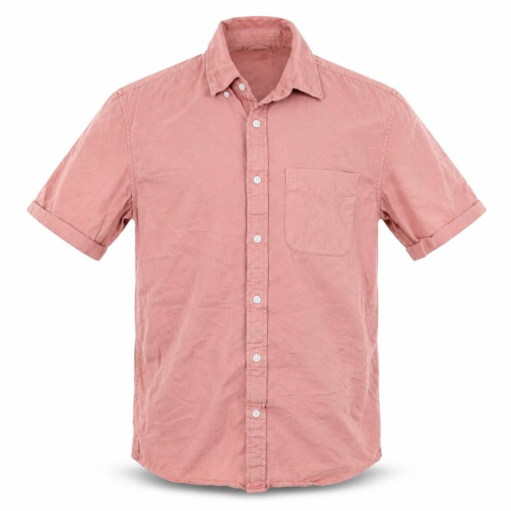 Front view of River Island men’s pink button-up, size S