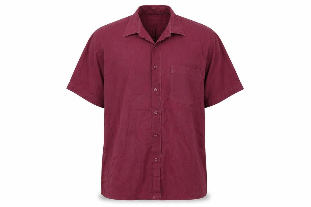 Front view of Tom Hagan men’s red button-up, size L