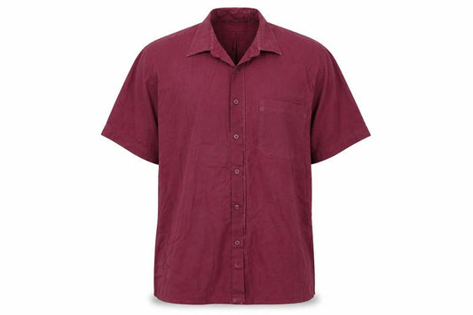 Front view of Tom Hagan men’s red button-up, size L