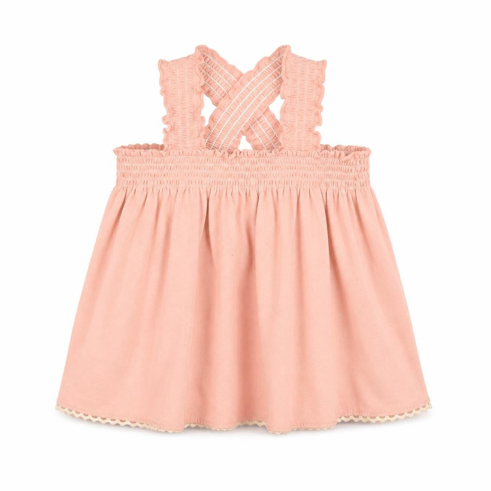 Front view of Artisan girls’ pink basic blouse, size 12, months