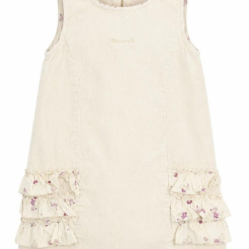 children Girls Beige  Corduroy Shift  Size 3 Years  - floral detail